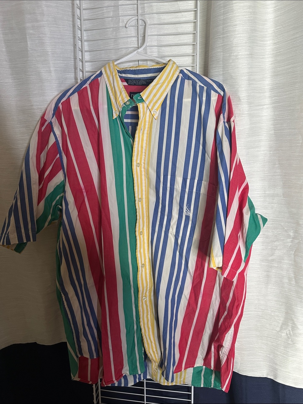 Vintage 90’s Nautica Multicolor Vertical Stripe Button-Down Shirt size XL
